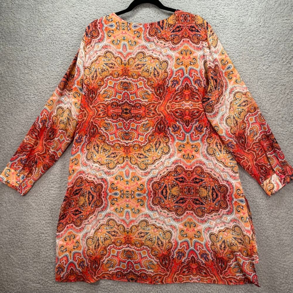 Chicos Sheer Tunic XL Paisley Lagenlook Boho Artsy Longline Lightweight Sz 3 - Picture 7 of 10